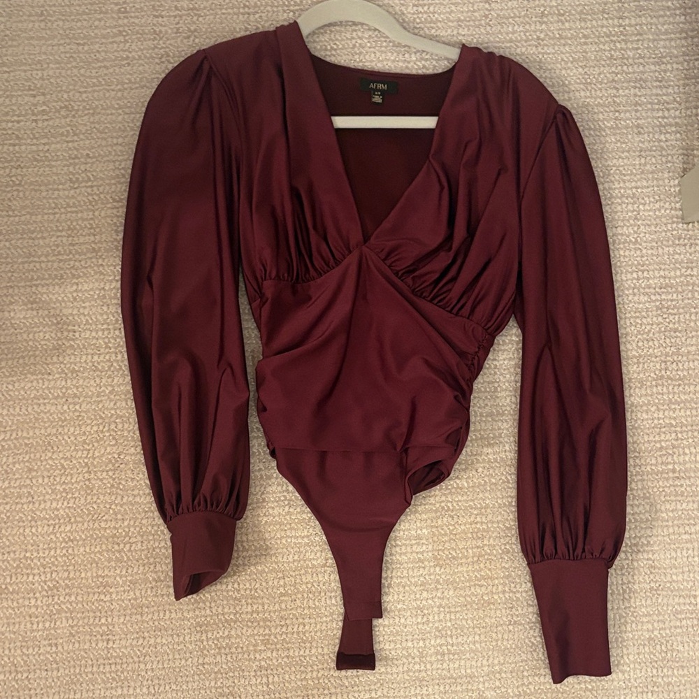 AFRM Burgundy Long Sleeve Bodysuit